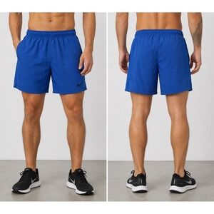 Nike Dri-FIT Mens Athletic Shorts Royal Blue Medium Elastic Waist Gym Training